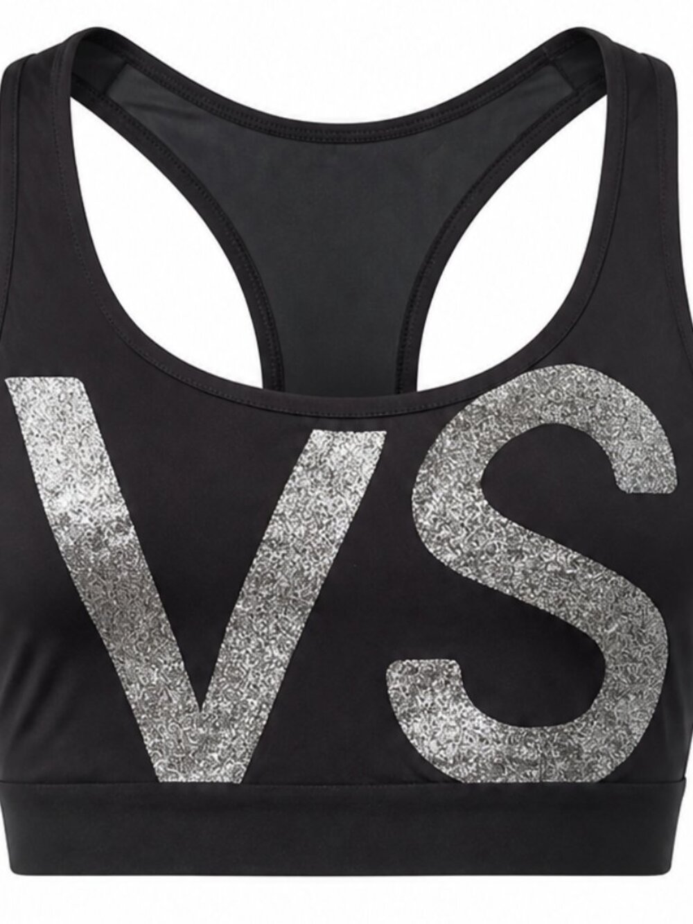 Victoria's Secret Sport Black Sports Bra with Silver Bold Lettering VS Small